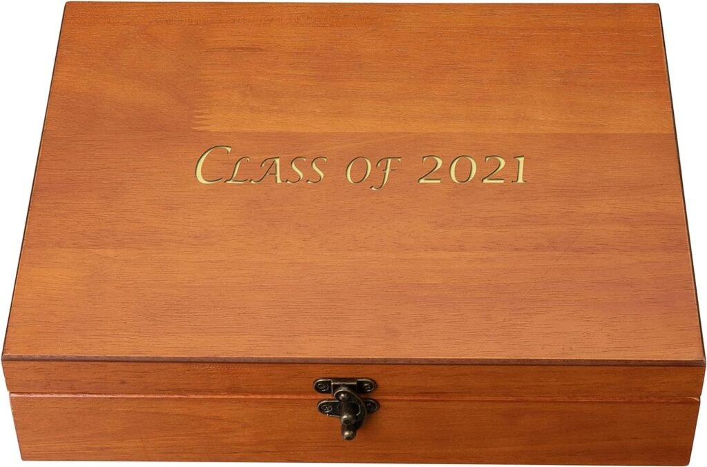 WE Games Custom Engravable Wooden Keepsake Storage Box, Decorative Memory Box, Storage with Brass Fixtures, Storage for Photos, Stationary, Jewelry, Quality Felt-Lined Box in a Light Cherry Finish